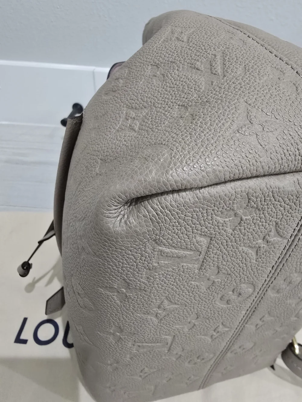 Louis Vuitton  Montsouris Backpack Turtledove Empreinte Leather Pink Interior